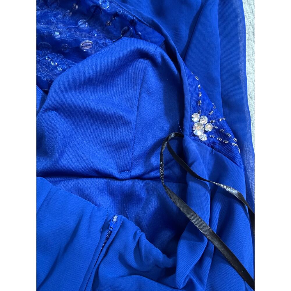 Y2K B Darlin Royal Blue Heavily Embellished Halter Chiffon Juniors 9/10 Formal - Picture 10 of 13